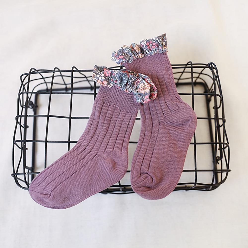 Girl Socks Foral Trim Wholesale 01961271