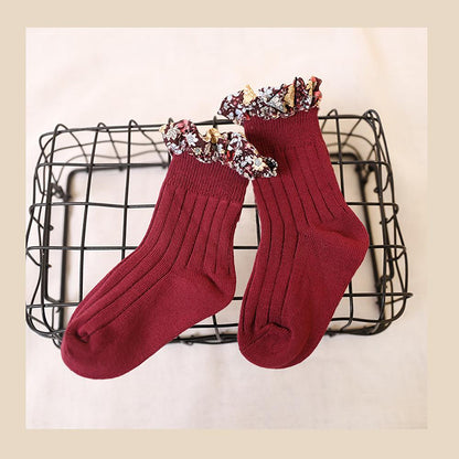 Girl Socks Foral Trim Wholesale 01961271