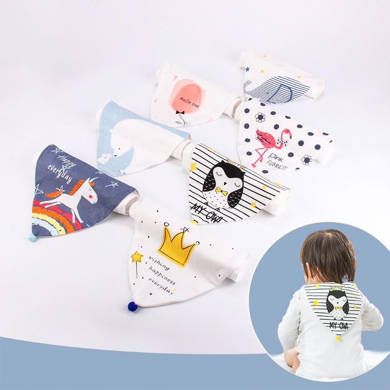 Baby Cotton Bib Cartoon Pom Pom Triangle  Wholesale