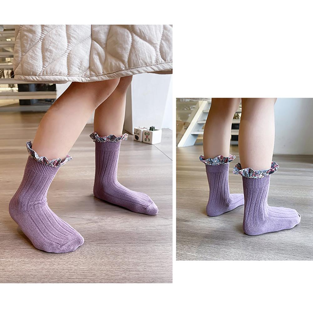 Girl Socks Foral Trim Wholesale 01961271
