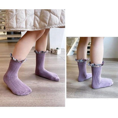 Girl Socks Foral Trim Wholesale 01961271