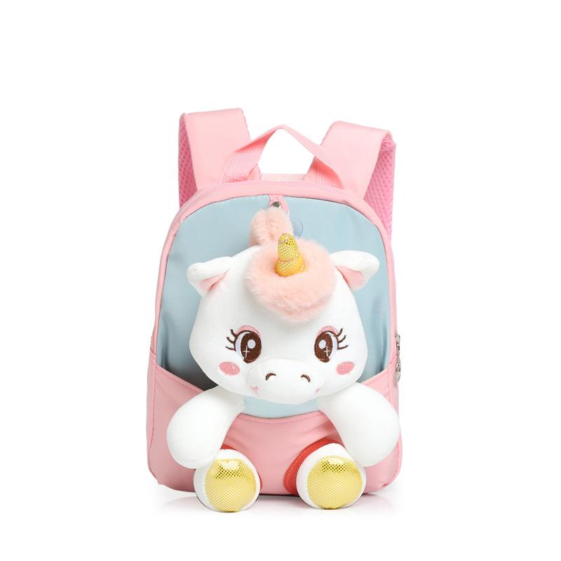 Kids School Bags Kindergarten Cartoon Plush Doll Nylon Unicorn