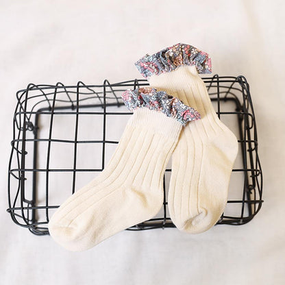 Girl Socks Foral Trim Wholesale 01961271