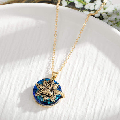 Fashion Round Crystal Blue Evil Eye Necklace