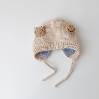 Baby Cartoon Knit Cap Strap Warm Ear Protection Cap