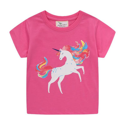Knitted cotton short sleeve girls' T-shirt