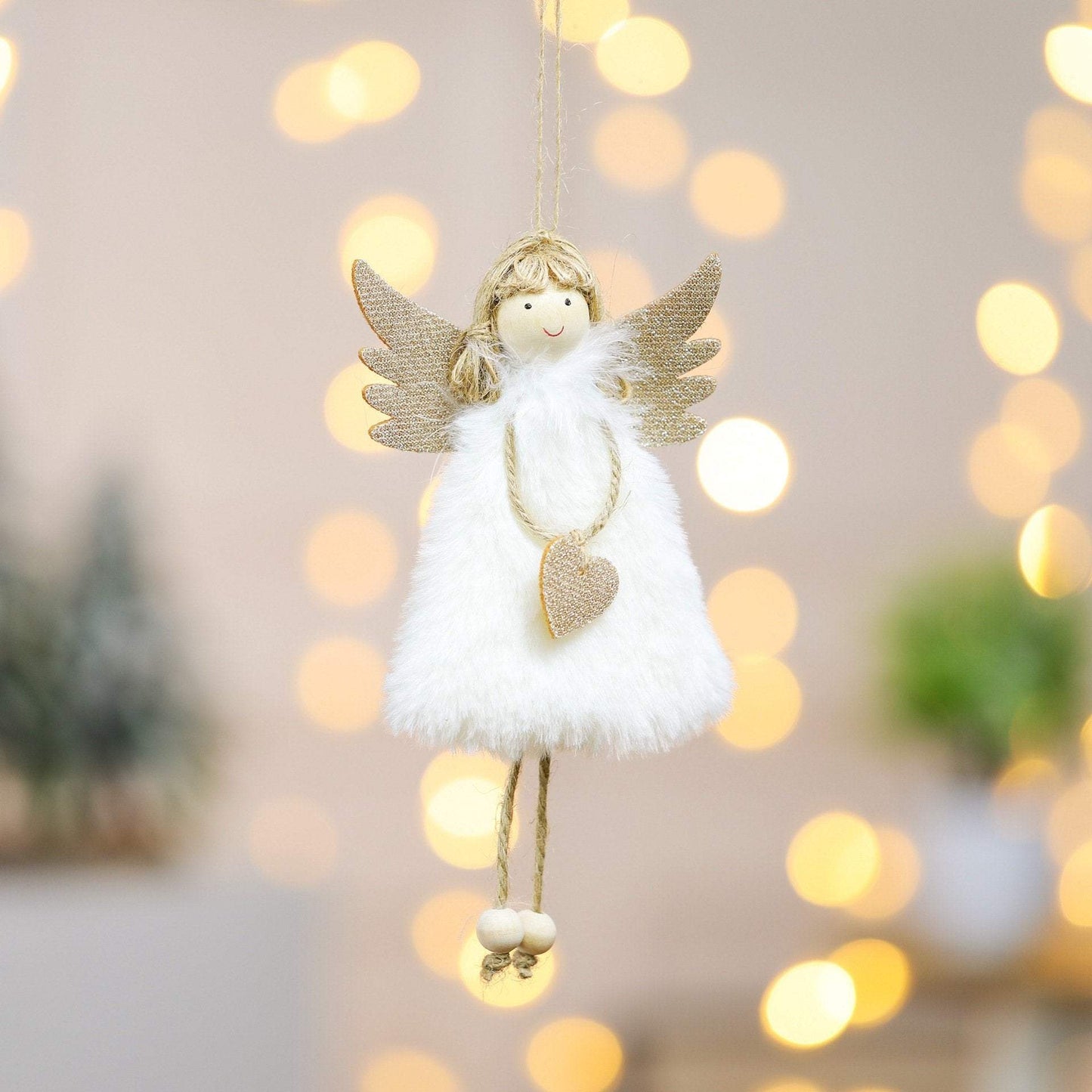 Love Plush Feather Angel Christmas Tree Ornaments