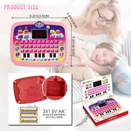 Tablet Toddler Learning Pad With LED Screen, Teaching Alphabet Numbers Word Music Math Early Development Interactive Electronic Toy For Boys & Girls