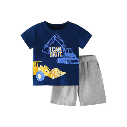 Boys' short sleeved T-shirt and shorts two piece set