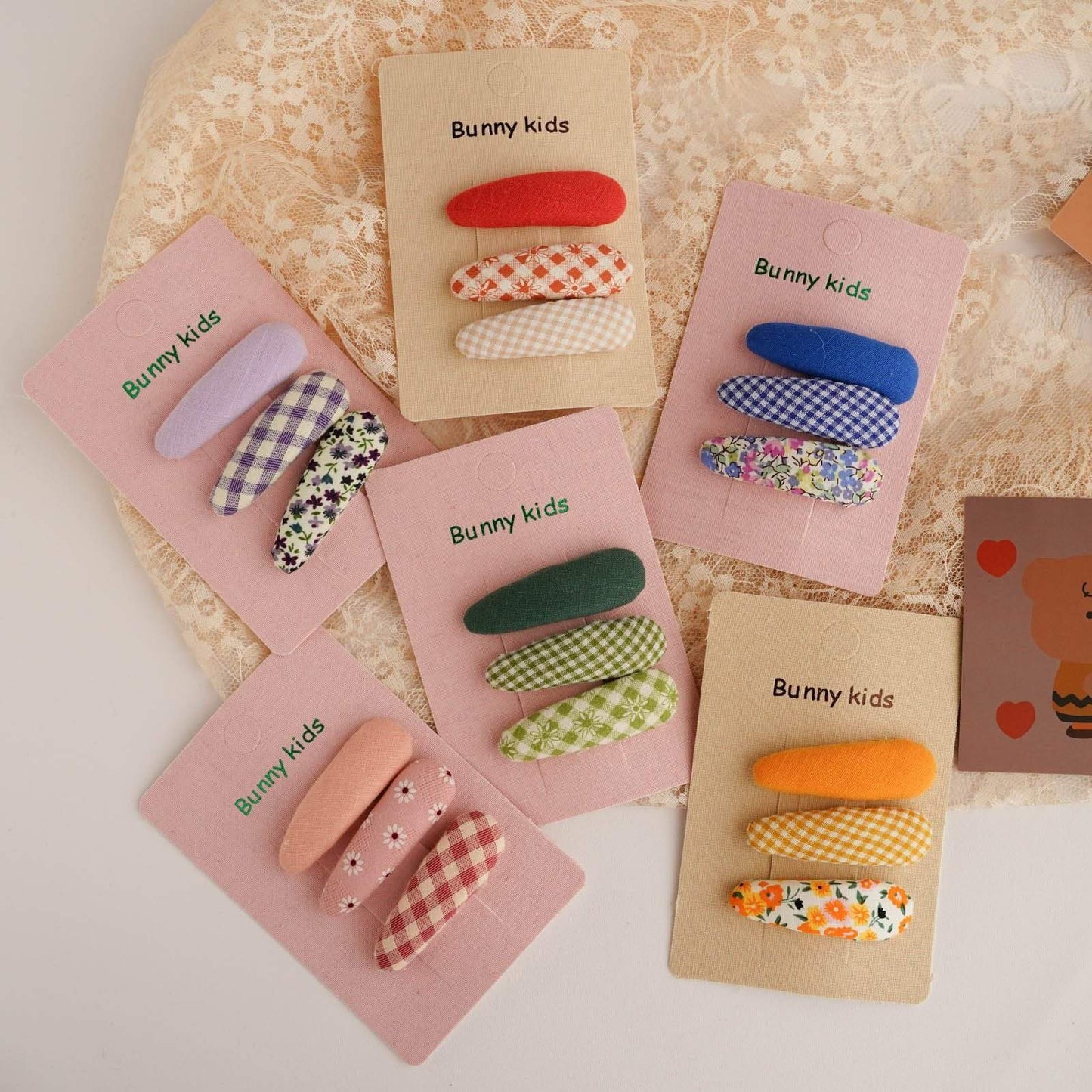 Children's Sponge Hairpin Plaid Floral 3-pack