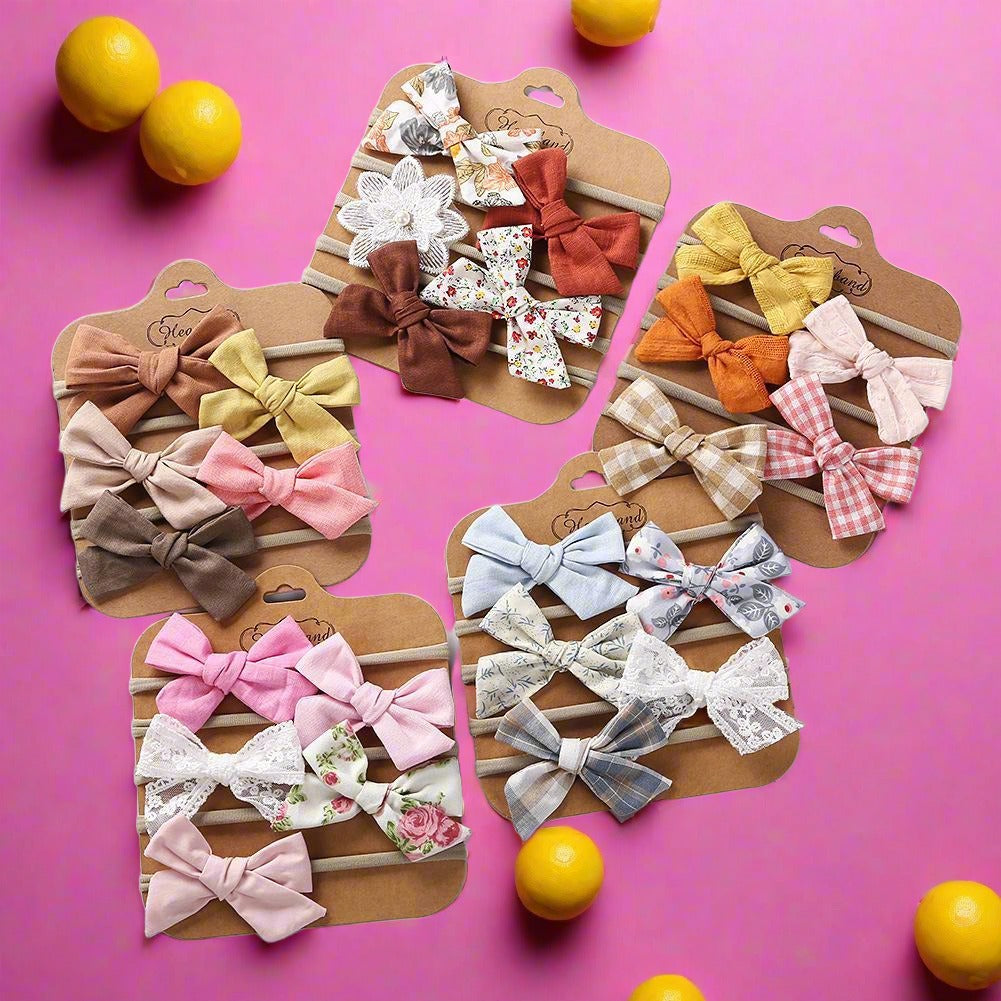 Children's Hair Tie Handmade Bow Hair Band 5pc/set