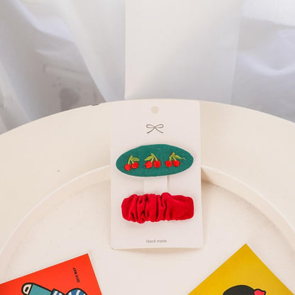 Children's Fabric Embroidered Hairpin Set
