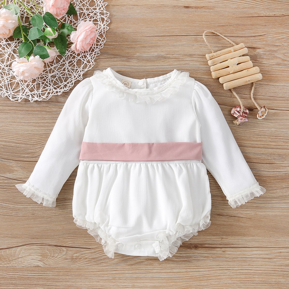 White mesh Collar Chiffon baby triangle
