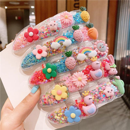 Color Quicksand Transparent PVC Children's Hairpin 10pcs/set