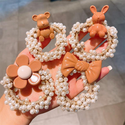 Milk Curry Children's Hair Tie Pearl Hair Rope