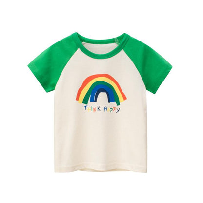 Children's short sleeved T-shirt rainbow top