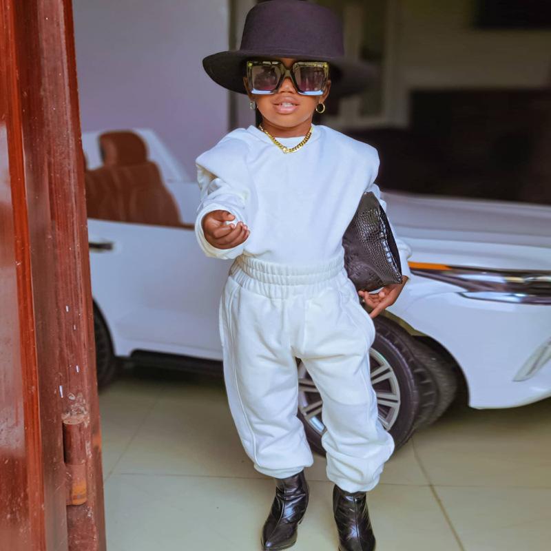 Children's Clothing Casual Long Sleeve Solid Color Sweater Set