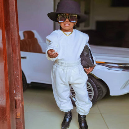 Children's Clothing Casual Long Sleeve Solid Color Sweater Set