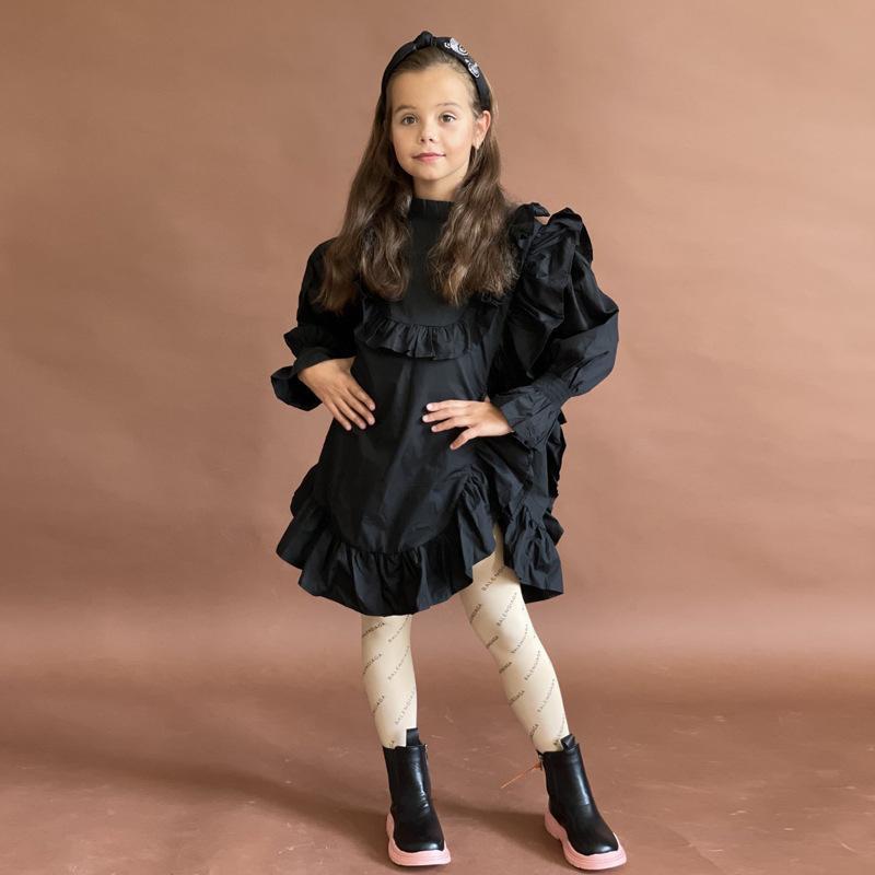 Girl's Long Sleeve Flounce Dress