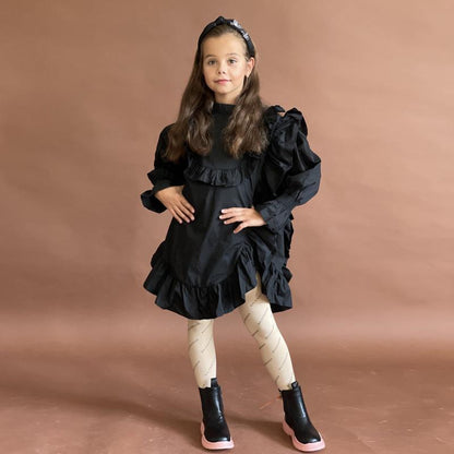 Girl's Long Sleeve Flounce Dress