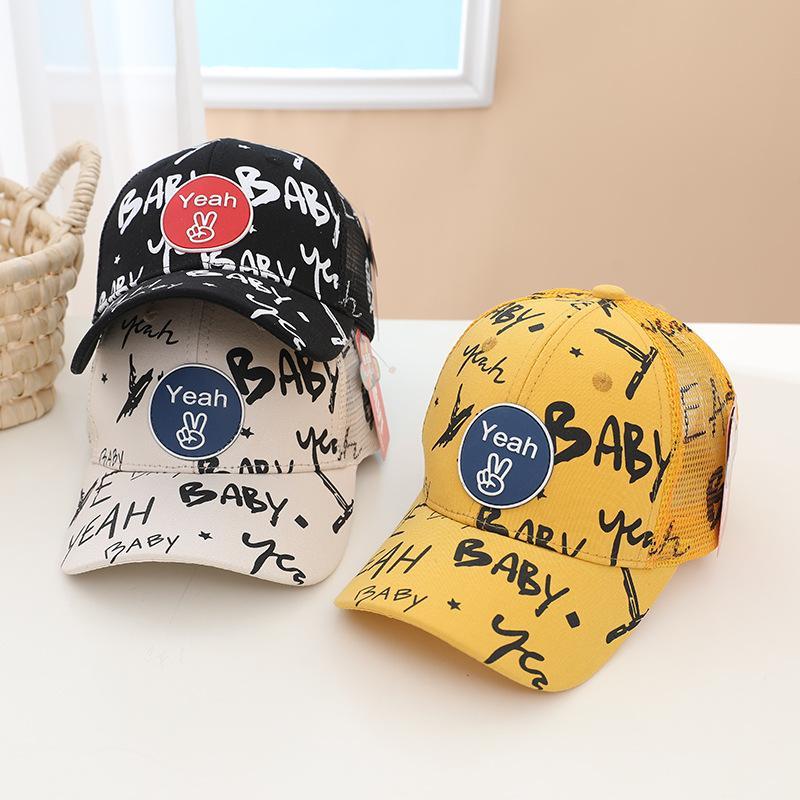 Children Graffiti Print Kids Sunshade Mesh Cap