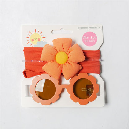 Children's Hair Band Glasses Flower Sunglasses Headband Set