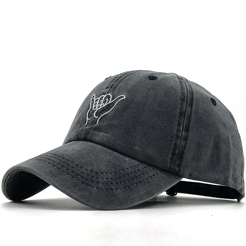 2PCS Washed cotton Gesture Embroidered Baseball Cap Wholesale