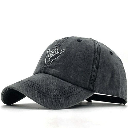 2PCS Washed cotton Gesture Embroidered Baseball Cap Wholesale