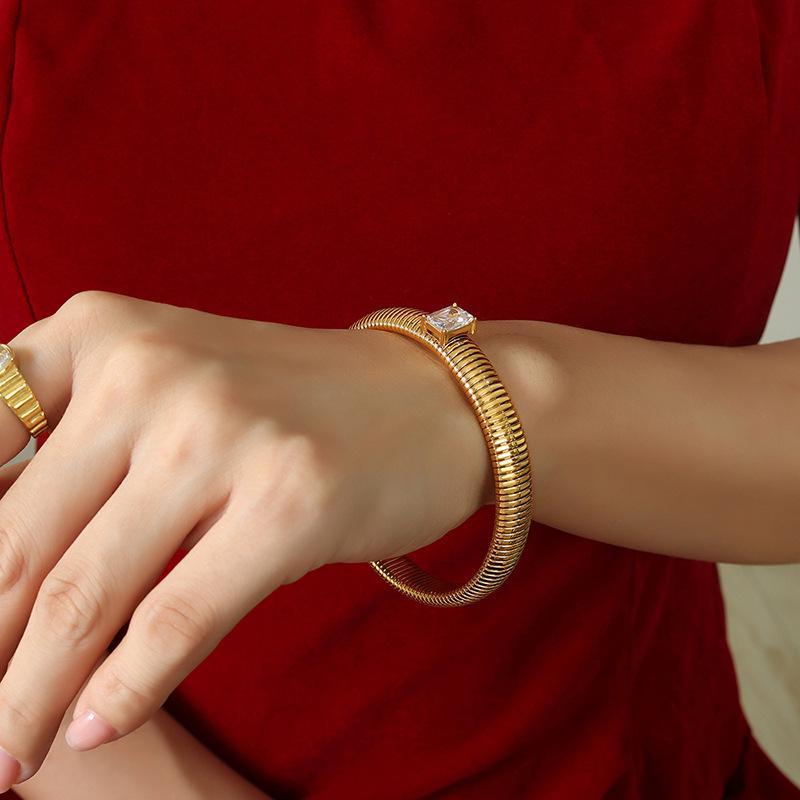 High Level 316L Stainless Steel Zircon Elastic Bracelet