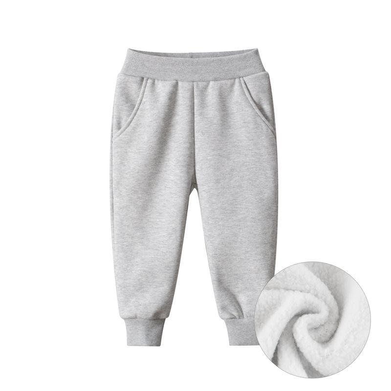 Solid color children's sports pants boys' Plush casual pants