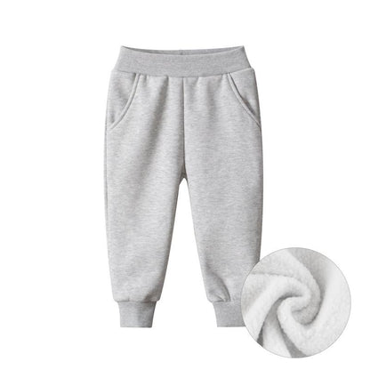 Solid color children's sports pants boys' Plush casual pants