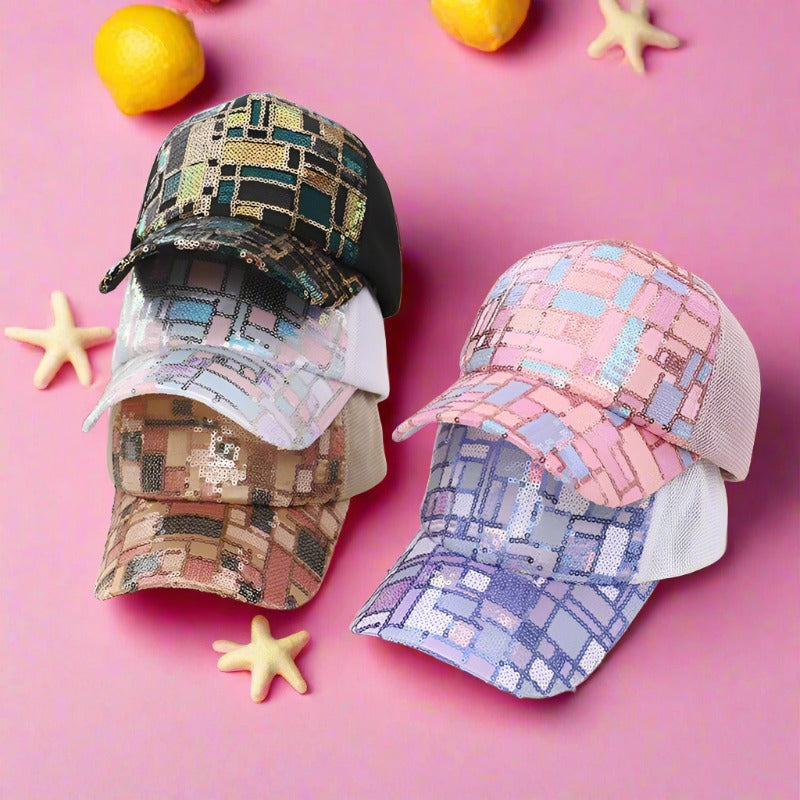 Summer Colorful Sequin Stitching Children's Mesh Cap