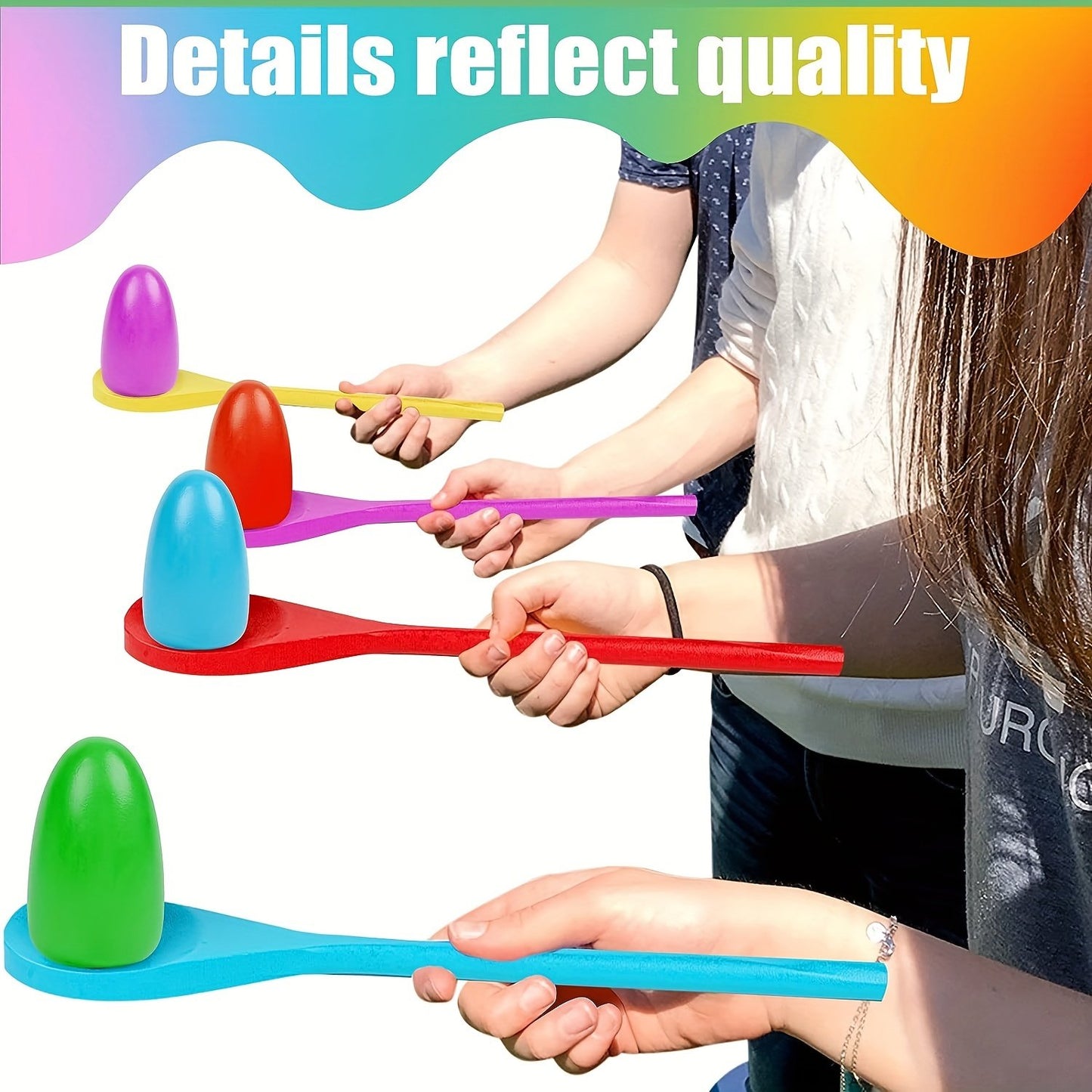 Egg Spoon Race Game Sets Wooden Egg Balance Game Relay