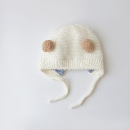 Baby Cartoon Knit Cap Strap Warm Ear Protection Cap
