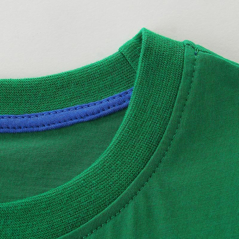Knitted cotton short sleeve T-shirt round neck printed Soccer T-shirt for children