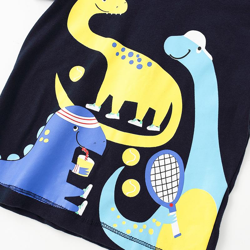 Boys' printed animal cartoon cotton short sleeve round neck T-shirt