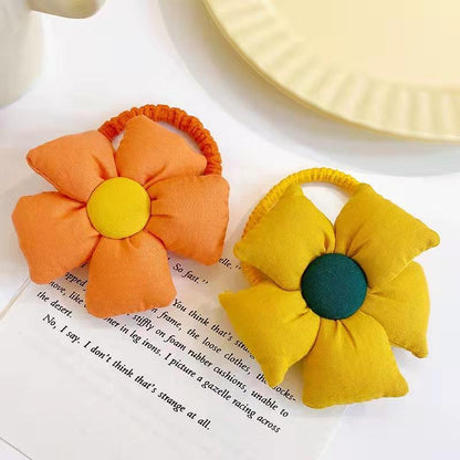 Girl's Big Flower Thick Rubber Band Fabric Hair Ring