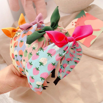 Fruit Print Colorblock Bow Children's Hair Hoop