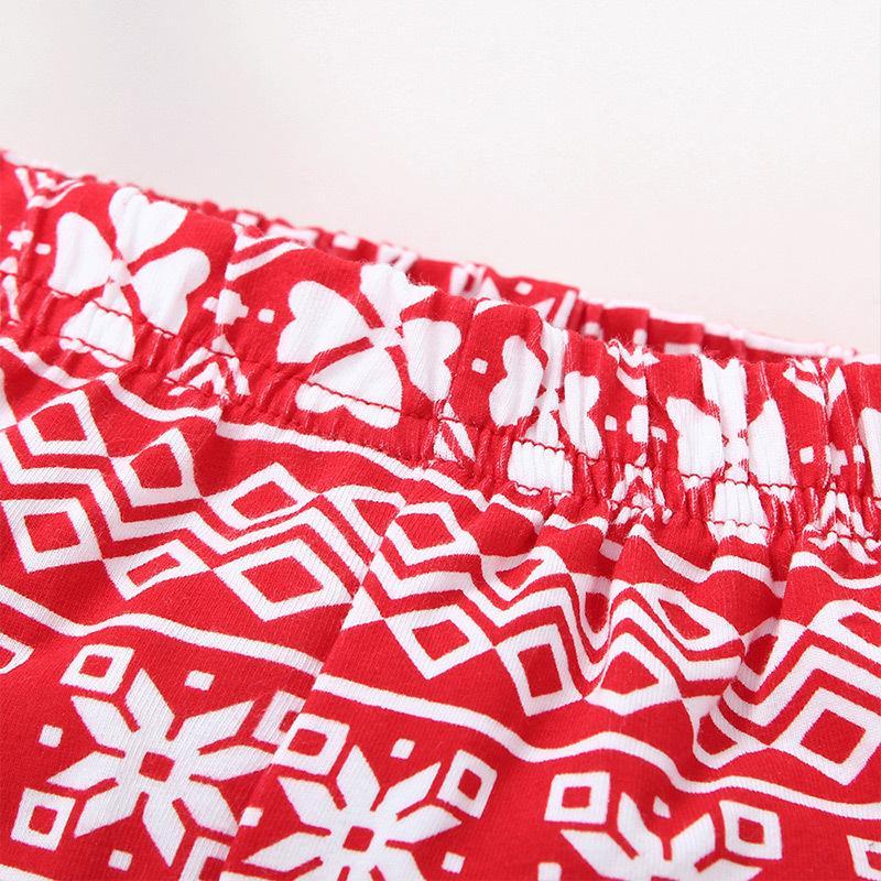 Girls Christmas Two-Piece Snowflake Print Pants Set