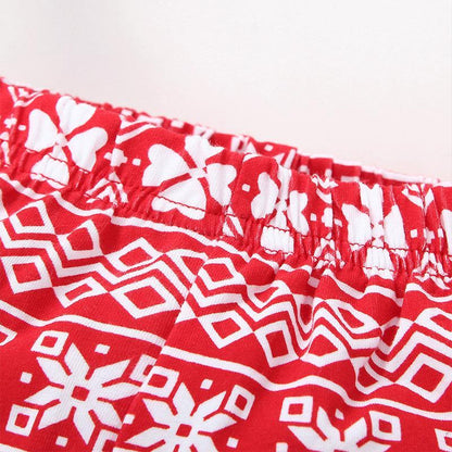 Girls Christmas Two-Piece Snowflake Print Pants Set