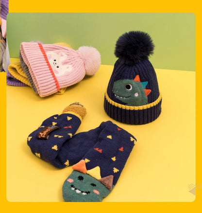 Cartoon Children's Warm Knit Hat Scarf