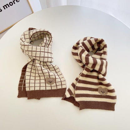 Children's Bear Knitted Scarf Warm Wool Gloves