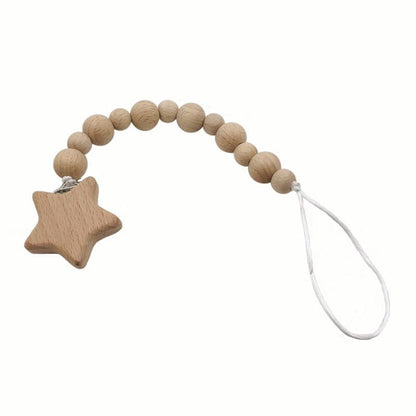 Baby Soothing Nipple Clip Beech Wood Nipple Anti-drop Chain