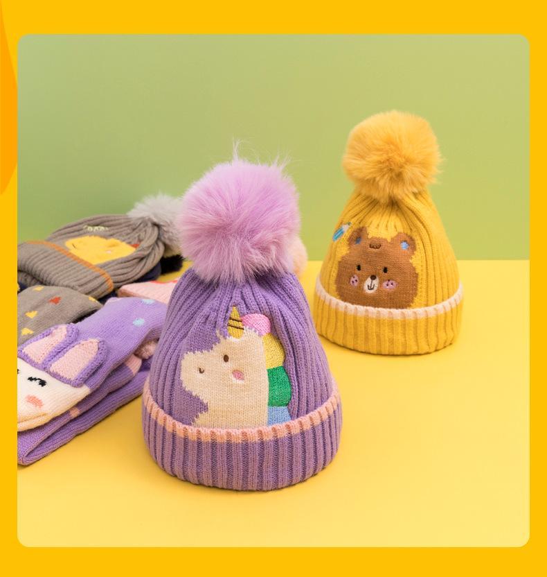 Cartoon Children's Warm Knit Hat Scarf