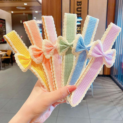 Bow Velcro Hair Hoop Girl's Knitted Wool Hair Accessories