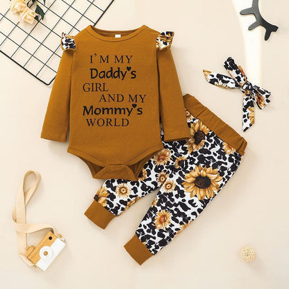 Children's Clothing Letter Long Sleeve Ha Clothes Pants Set Two-piece Set