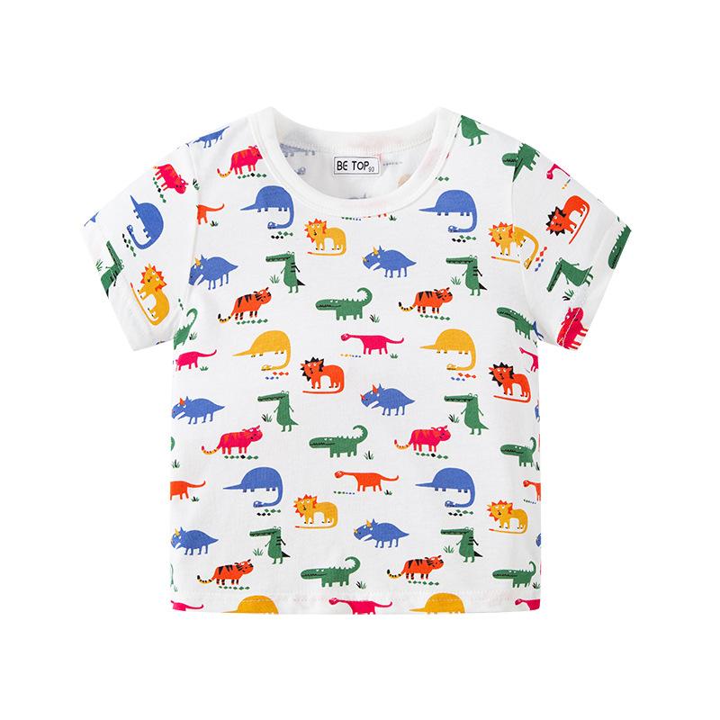 Children's allover dinosaur short sleeve baby top T-shirt
