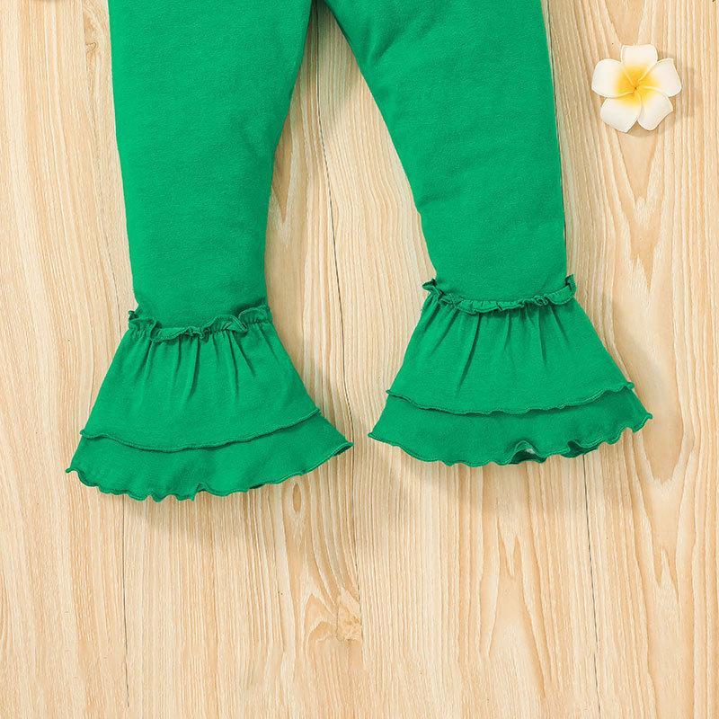 Children's Clothes Long Sleeve Striped Top Flared Pants Set