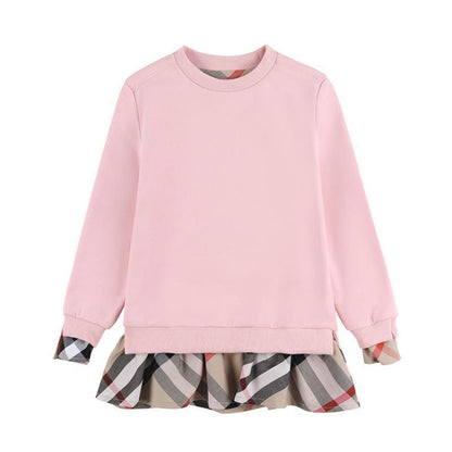 Children's Crewneck Plaid Turtleneck Backing Shirt Sweater