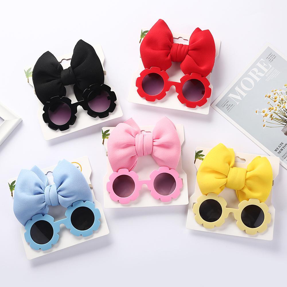 Children's Sunglasses Bow Headband Combination Set